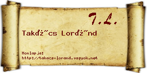 Takács Loránd névjegykártya